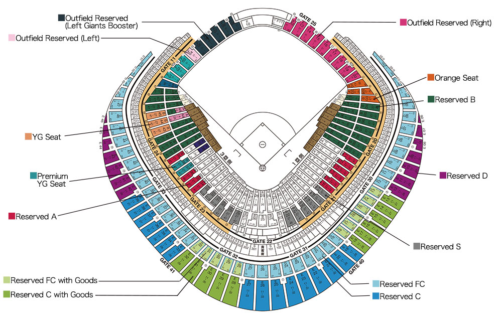 Seat Price | TICKET GIANTS | Buy Ticket for GIANTS game at Tokyo Dome.