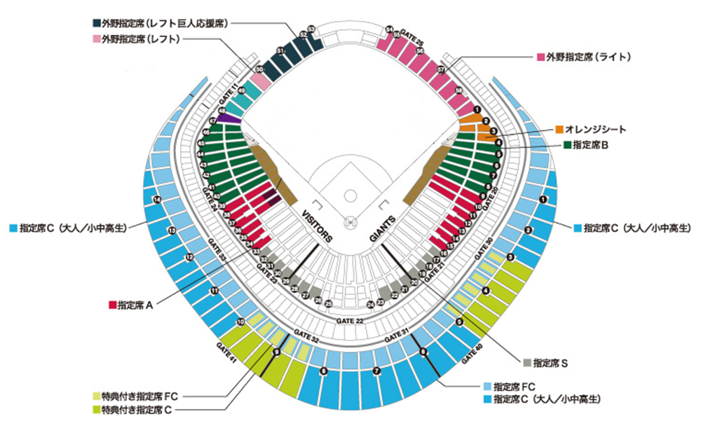 チケット料金 座席図 チケットgiants